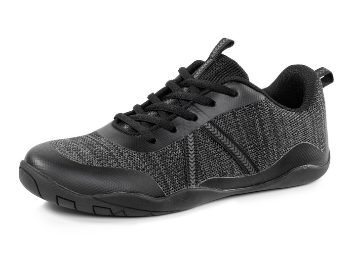 Slipper & Schnürschuhe - Barfußschuh aus Textilmaterial mit Synthetik-Besätzen, in Größe 040 bis 046, in Farbe SCHWARZ-GRAU Ansicht 1
