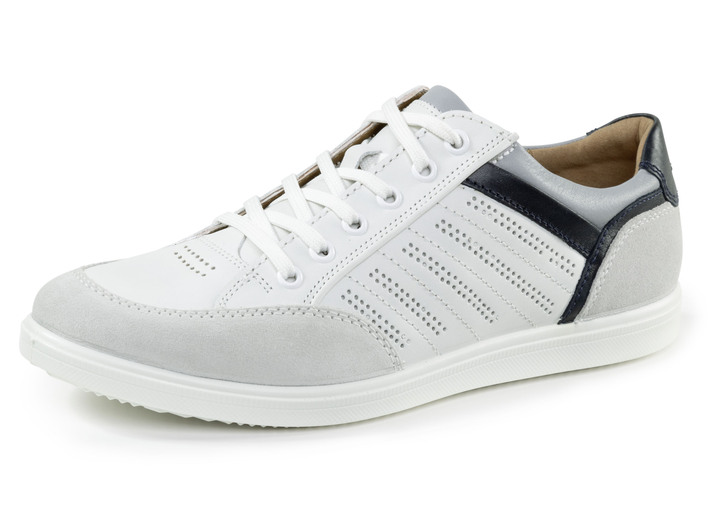 Schuhe - GINO Galante Sneaker mit Kontrast-Besätzen und Zierlochung, in Größe 040 bis 047, in Farbe WEISS Ansicht 1