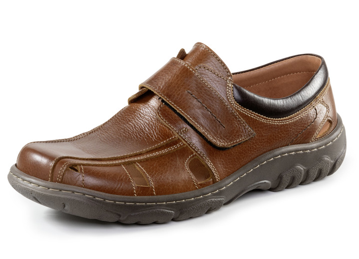 Slipper & Schnürschuhe - GINO GALANTE Slipper aus genarbtem Rind-Nappaleder, in Größe 040 bis 046, in Farbe COGNAC Ansicht 1