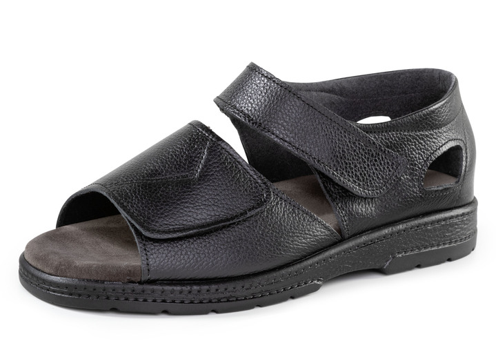 Sandalen & Pantoletten - Sandale aus genarbtem Kalb-Nappaleder, in Größe 040 bis 048, in Farbe SCHWARZ Ansicht 1