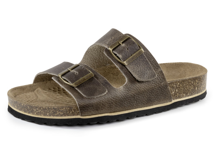 Sandalen & Pantoletten - GINO GALANTE Pantolette aus genarbtem, schattiertem Rind-Nappaleder, in Größe 040 bis 048, in Farbe TABAKBRAUN Ansicht 1