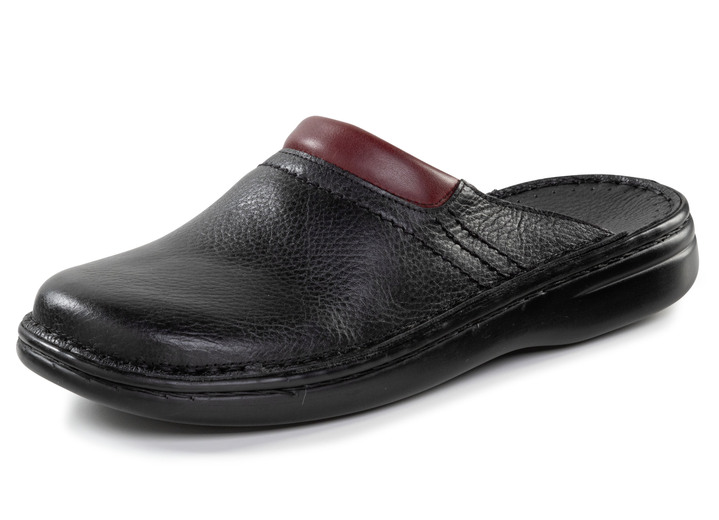 Sandalen & Pantoletten - GINO GALANTE Pantolette aus genarbtem Rind-Nappaleder, in Größe 040 bis 047, in Farbe SCHWARZ-CHIANTI Ansicht 1