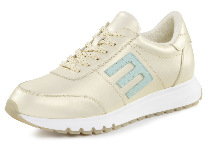 Damenmode - ELENA EDEN Sneaker aus schimmerndem Nappaleder, in Größe 036 bis 042, in Farbe CHAMPAGNER Ansicht 1