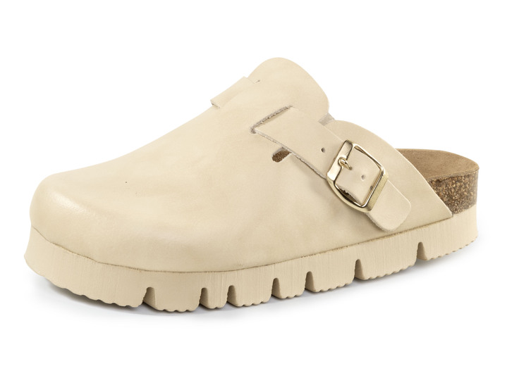 Sandaletten & Pantoletten - ELENA EDEN Clog aus Nappaleder, in Größe 036 bis 042, in Farbe BEIGE Ansicht 1