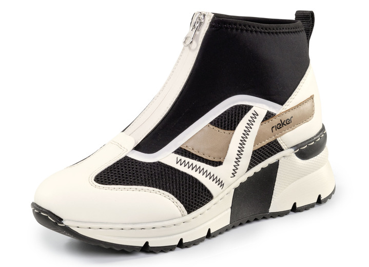 Stiefel & Stiefeletten - Rieker Bootie mit Schaft aus elastischem Textil, in Größe 036 bis 042, in Farbe CREME-SCHWARZ-BRAUN Ansicht 1