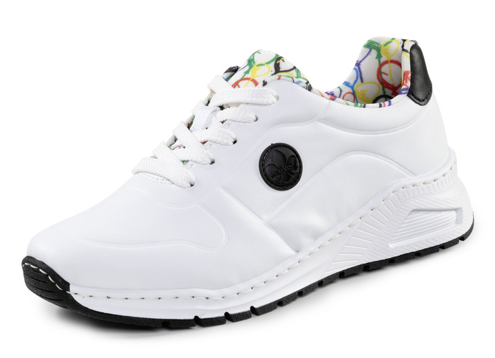 Slipper & Schnürschuhe - Rieker Schnür-Sneaker mit Wechselfußbett, in Größe 036 bis 042, in Farbe WEISS-SCHWARZ Ansicht 1