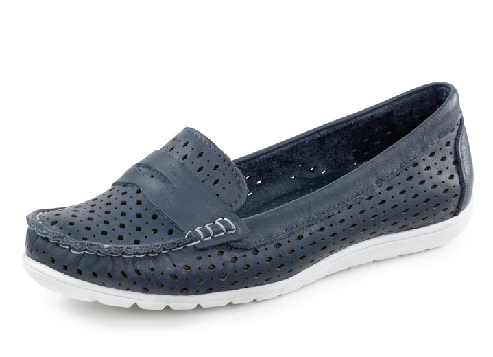 Slipper & Schnürschuhe - Gemini Slipper aus Nappaleder mit Lederspange, in Größe 036 bis 042, in Farbe MARINE Ansicht 1
