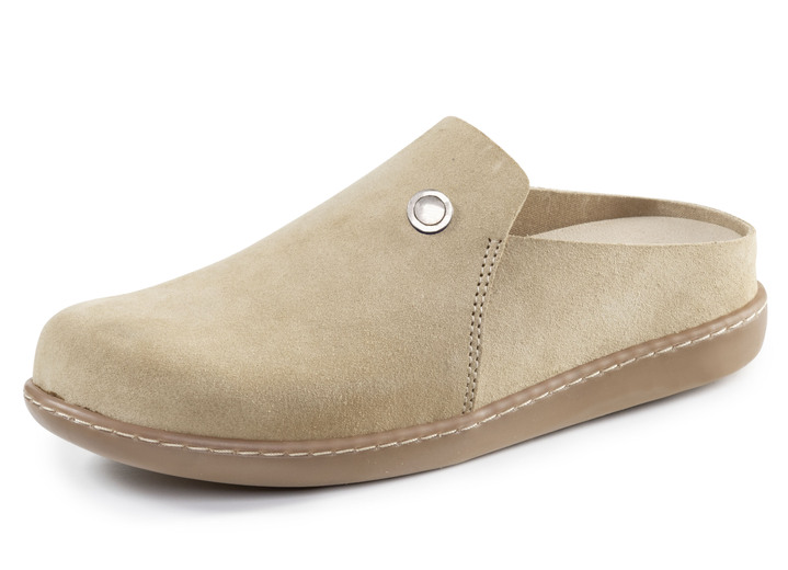 Sandaletten & Pantoletten - ELENA EDEN Clog aus Veloursleder, in Größe 036 bis 042, in Farbe BEIGE Ansicht 1