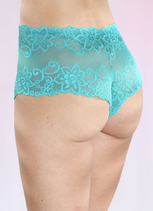 Slips - Dreierpack Pants aus Elastikspitze, in Größe 036 bis 050, in Farbe TÜRKIS Ansicht 1