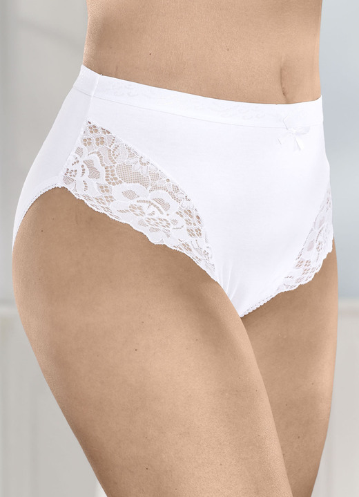 Slips - Viererpack Slips mit elastischer Spitze, in Größe 038 bis 052, in Farbe WEISS Ansicht 1