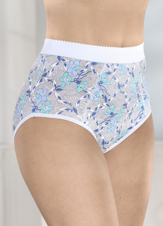 Slips - Fünferpack Formslips mit verstärkter Bauchpartie, in Größe 038 bis 054, in Farbe WEISS-BLAU-BUNT Ansicht 1