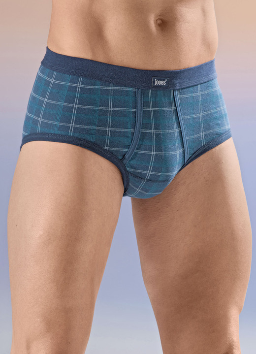 Slips & Unterhosen - Viererpack Slips mit Karodessin, in Größe 005 bis 014, in Farbe 2X MARINE-SMARAGD, 2X SMARAGD-MARINE Ansicht 1