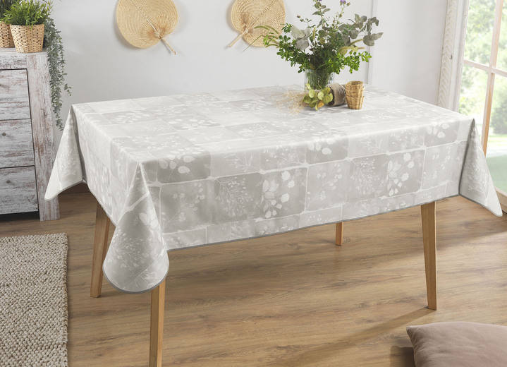 Tischdecken - Wachstuch-Tischdecke in toller Patchwork-Optik, in Größe 108 (Tischdecke, 80/ 80 cm) bis 190 (Tischdecke oval, 140/190 cm), in Farbe GRAU Ansicht 1
