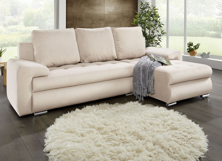 Polsterecken - Polsterecke mit Bettfunktion und Bettkasten, in Farbe CREME Ansicht 1