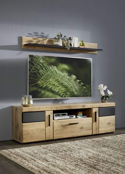 TV- & Hifi-Möbel - TV-Longboard mit anthrazitfarbenen Elementen, in Farbe EICHE-ANTHRAZIT, in Ausführung TV-Longboard, klein