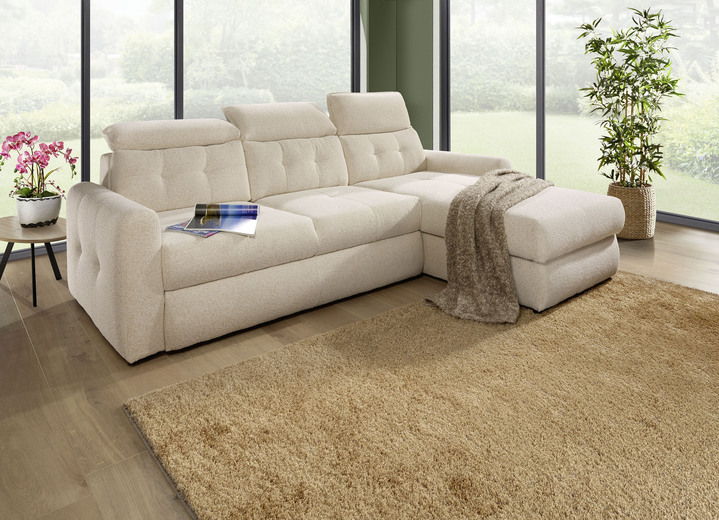 Polsterecken - Polsterecke mit Bettfunktion und Bettkasten, in Farbe CREME Ansicht 1