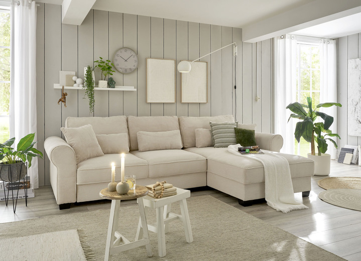 Polsterecken - Moderne Polsterecke mit Bettfunktion, in Farbe CREME Ansicht 1