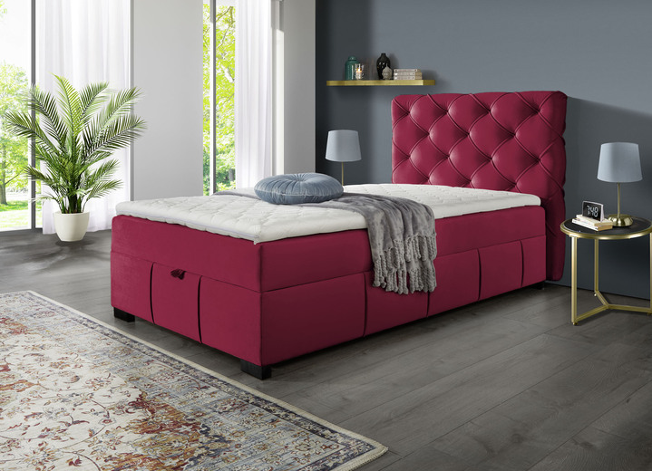 Boxspringbetten - Boxspringbett mit Kaltschaumtopper, in Farbe ROT Ansicht 1