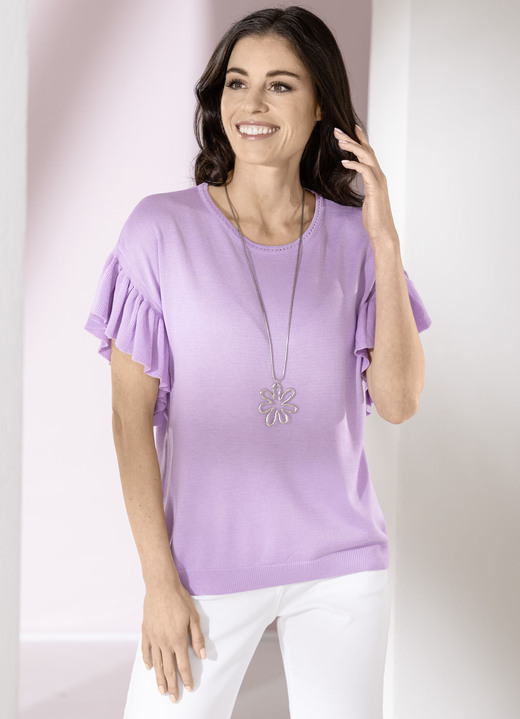 Pullover - Pulli in weich fließender Qualität, in Größe L(44/46) bis XS(32/34), in Farbe FLIEDER Ansicht 1