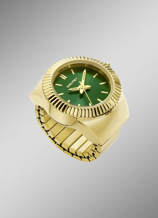 Goldfarbene Quarz-Ringuhr
