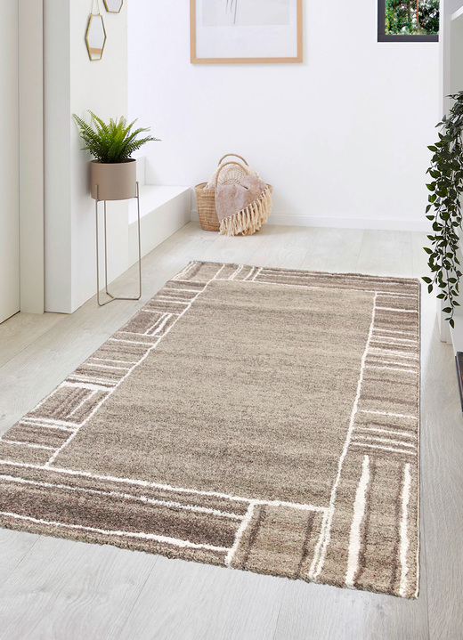 Modern - Brücken und Teppiche mit fein gearbeiteter Bordüre, in Größe 111 (Brücke, 60x110 cm) bis 282 (Teppich, 200x290 cm), in Farbe BEIGE Ansicht 1