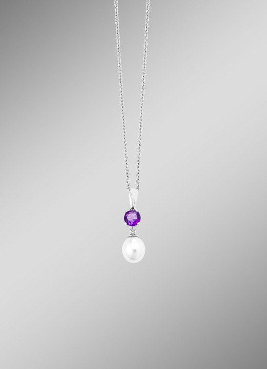 Anhänger - Anhänger mit Süßwasser-Zuchtperle und Amethyst, in Farbe  Ansicht 1