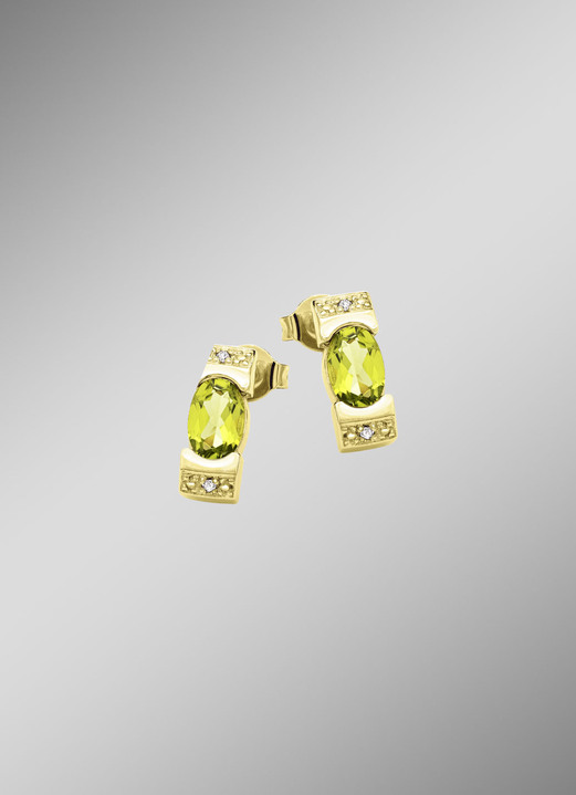 Ohrschmuck - Frische trifft Eleganz – Ohrstecker mit Peridot und Diamanten, in Farbe  Ansicht 1