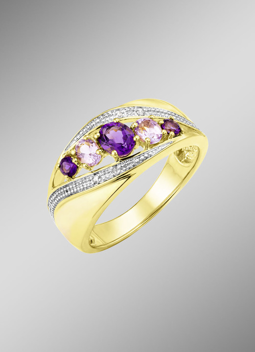 Ringe - Damenring mit Amethyst und Zirkonia, in Größe 160 bis 220, in Farbe  Ansicht 1