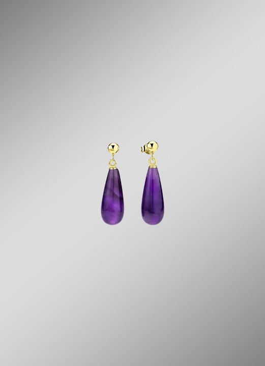 Ohrschmuck - Ohrstecker aus Gold mit Amethyst, in Farbe  Ansicht 1