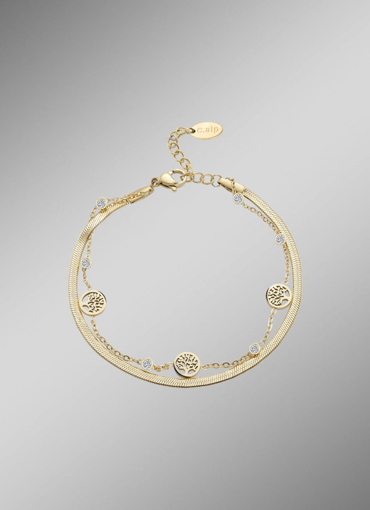 Armbänder - Lebensbaum-Armband aus Edelstahl mit Kristallen, in Farbe  Ansicht 1
