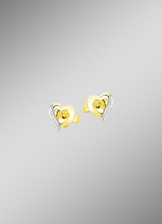 Ohrschmuck - Herz-Ohrstecker in Bicolor, in Farbe  Ansicht 1