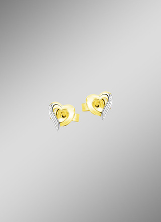 Herz-Ohrstecker in Bicolor