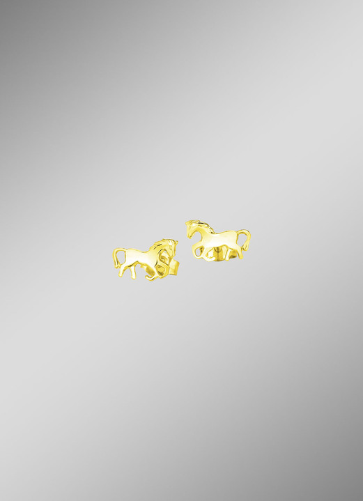 Ohrschmuck - Pferde-Ohrstecker aus Gold, in Farbe  Ansicht 1