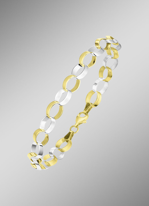 Halsketten - Elegante und hochwertige Garnitur im Bicolor-Design, in Farbe , in Ausführung Armband, Länge 19 cm Ansicht 1