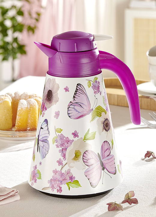 Haushaltshelfer - Thermokanne im bunten Blumen-Design, in Farbe HORTENSIE, in Ausführung Dekor Hortensie Ansicht 1