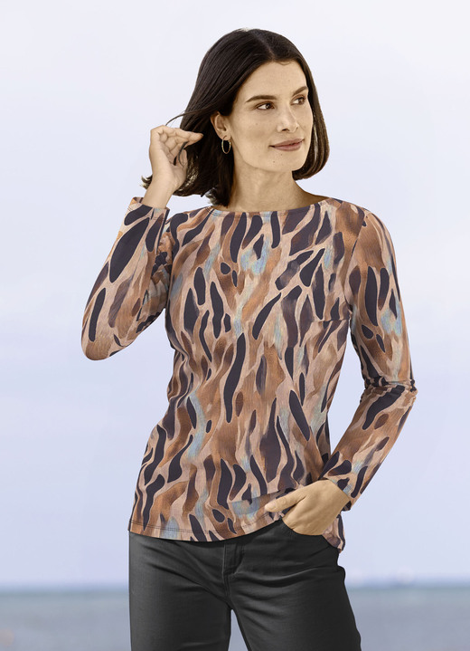 Pullover & Strickmode - Pullover in Feinstrick, in Größe 038 bis 054, in Farbe BRAUN-MARINE-MULTICOLOR Ansicht 1