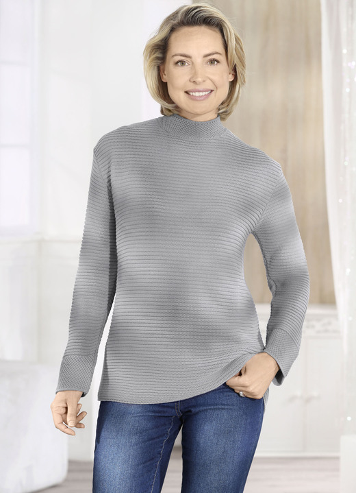 Basics - Pullover in Strukturmix, in Größe 036 bis 052, in Farbe GRAU MELIERT Ansicht 1