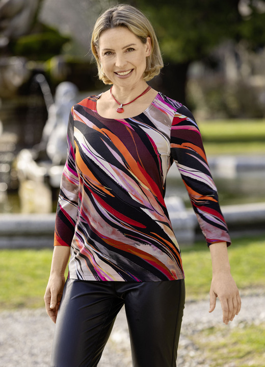 Klaus Modelle - Shirt mit Alloverdruck, in Größe 038 bis 054, in Farbe SCHWARZ-ROT-MULTICOLOR