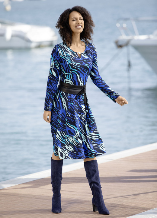 Kleider - Kleid in Schlupfform, in Größe 036 bis 052, in Farbe ROYALBLAU-MINT-SCHWARZ-BUNT Ansicht 1