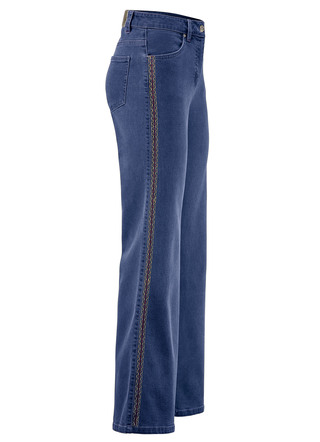 Jeans mit Ziersteppungen im Ethno-Stil