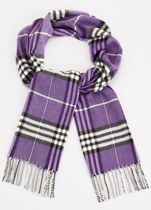 Schals - Schal mit Karodessin, in Farbe AMETHYST-SCHWARZ-CREME Ansicht 1