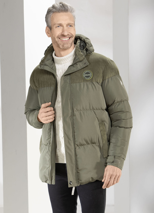 Jacken - Steppjacke mit Cordbesatz, in Größe 3XL (58) bis XXL (56), in Farbe OLIV Ansicht 1