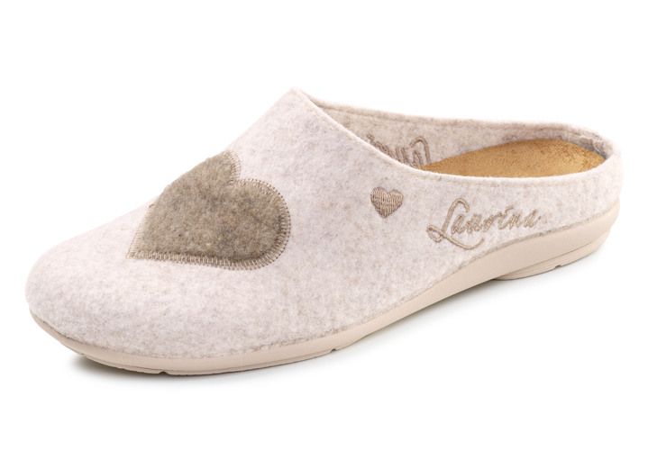 Hausschuhe - Laurina, klassische Damen-Hausschuhe, mit herausnehmbarem Fußbett, in Größe 035 bis 041, in Farbe BEIGE Ansicht 1