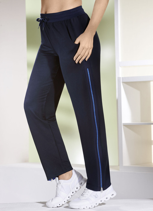 Freizeithosen - Freizeithose mit Reißverschluss, in Größe 019 bis 052, in Farbe ANTHRAZIT MELIERT-SCHWARZ Ansicht 1