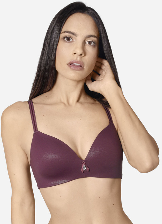 BH ohne Formbügel - Edel schimmernder Sassa BH, in Größe 075 bis 095, in Cup B, in Farbe BORDEAUX Ansicht 1
