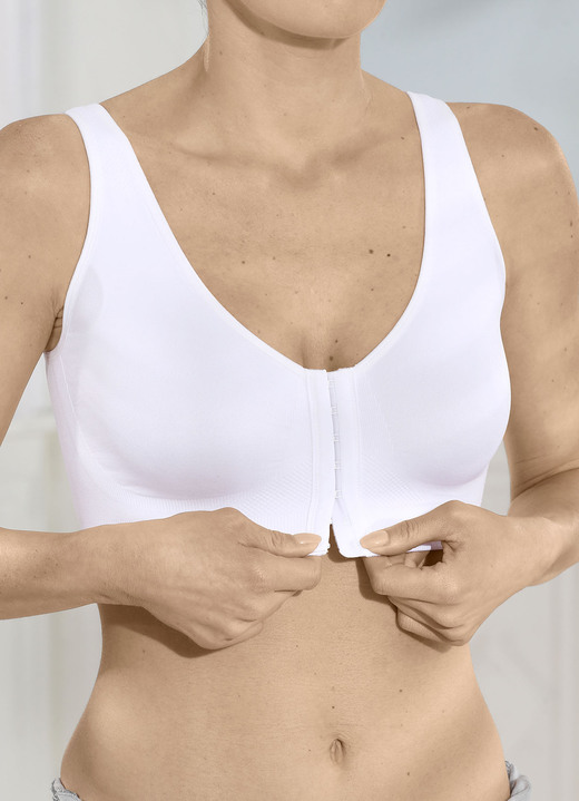 BH ohne Formbügel - BH mit praktischem Vorderverschluss, in Größe 3XL bis XXL, in Farbe WEISS Ansicht 1