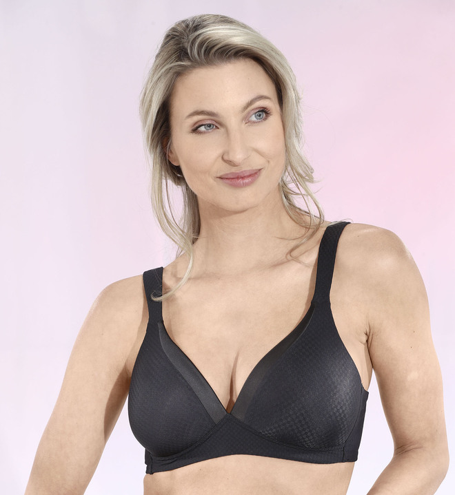 BH ohne Formbügel - Naturana BH mit berstärktem Rückteil, in Größe 075 bis 095, in Cup A, in Farbe SCHWARZ Ansicht 1