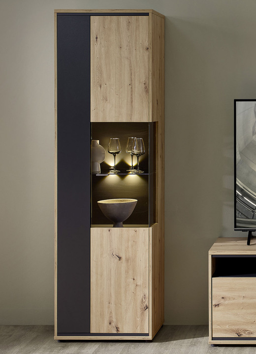 Vitrinen - Vitrine mit LED-Beleuchtung, in Farbe ARTISAN EICHE-GRAFIT Ansicht 1