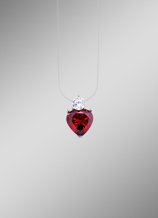 Anhänger - Romantischer Herz-Anhänger mit Zirkonia, in Farbe  Ansicht 1