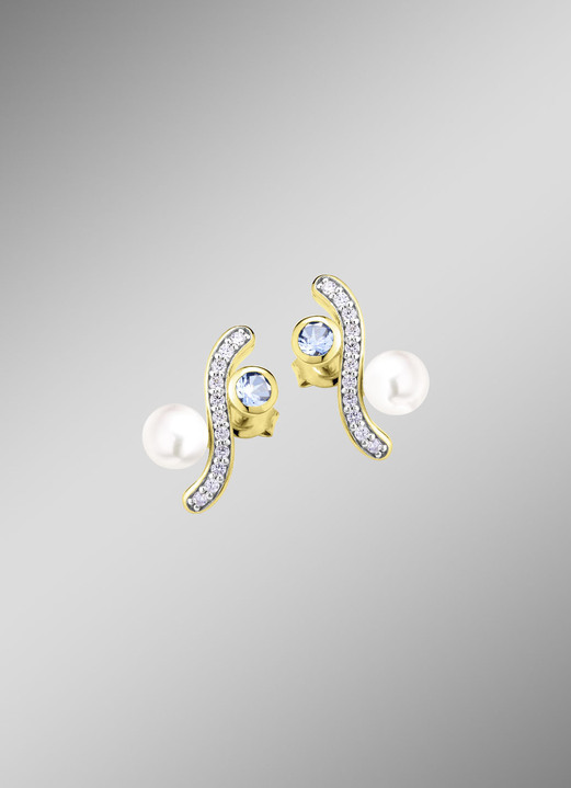 Ohrschmuck - Eleganz mit einem Hauch von Farbe – Vergoldete Ohrstecker, in Farbe  Ansicht 1